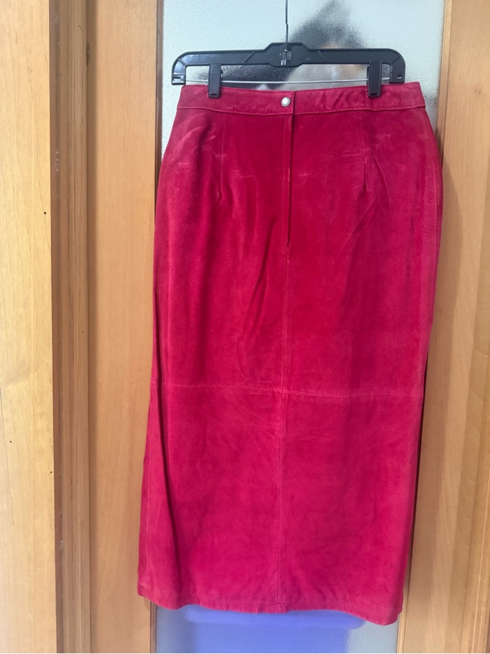 Cato Global Identity - Berry Red Genuine Leather Suede Skirt - Size 11/12